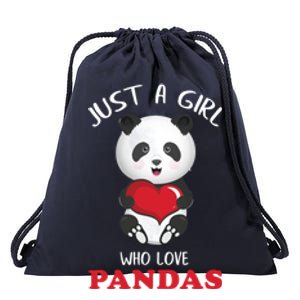 Just A Who Loves Pandas Valentines Day Cute Bear Funny Gift Great Gift Drawstring Bag