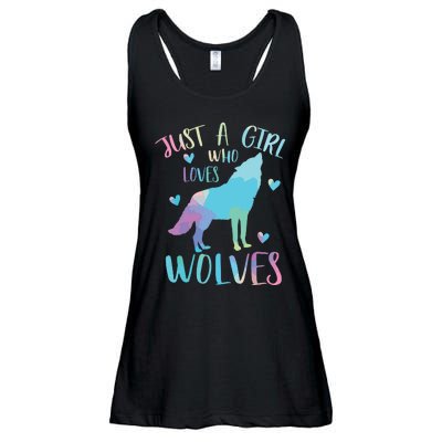 Just A Who Loves Wolves Watercolor Cute Wolf Lover,Short Sleeve Ladies Essential Flowy Tank