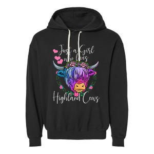 Just a Who Loves Highland Cows gift farmer Garment-Dyed Fleece Hoodie