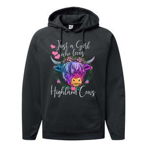 Just a Who Loves Highland Cows gift farmer Performance Fleece Hoodie