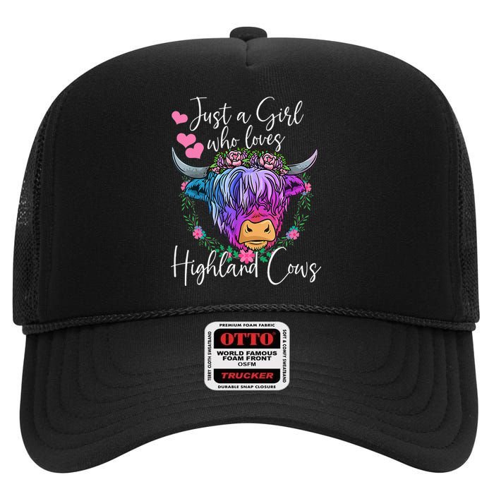 Just a Who Loves Highland Cows gift farmer High Crown Mesh Back Trucker Hat