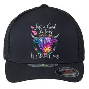 Just a Who Loves Highland Cows gift farmer Flexfit Unipanel Trucker Cap