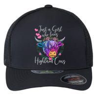 Just a Who Loves Highland Cows gift farmer Flexfit Unipanel Trucker Cap