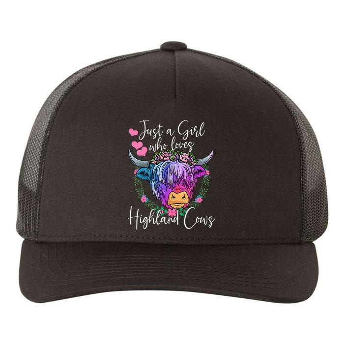 Just a Who Loves Highland Cows gift farmer Yupoong Adult 5-Panel Trucker Hat