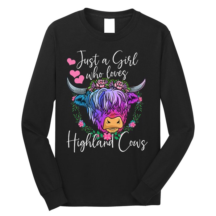 Just a Who Loves Highland Cows gift farmer Long Sleeve Shirt