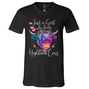 Just a Who Loves Highland Cows gift farmer V-Neck T-Shirt