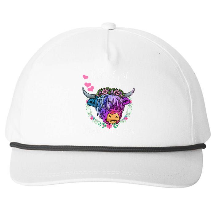 Just a Who Loves Highland Cows gift farmer Snapback Five-Panel Rope Hat