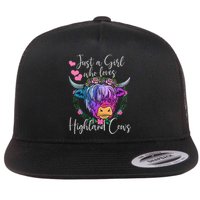 Just a Who Loves Highland Cows gift farmer Flat Bill Trucker Hat