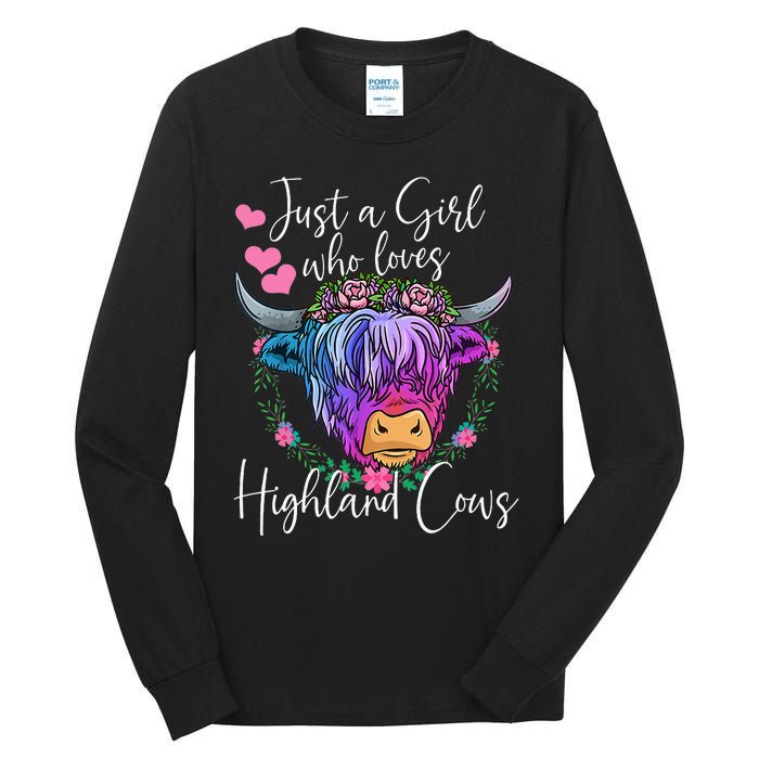 Just a Who Loves Highland Cows gift farmer Tall Long Sleeve T-Shirt