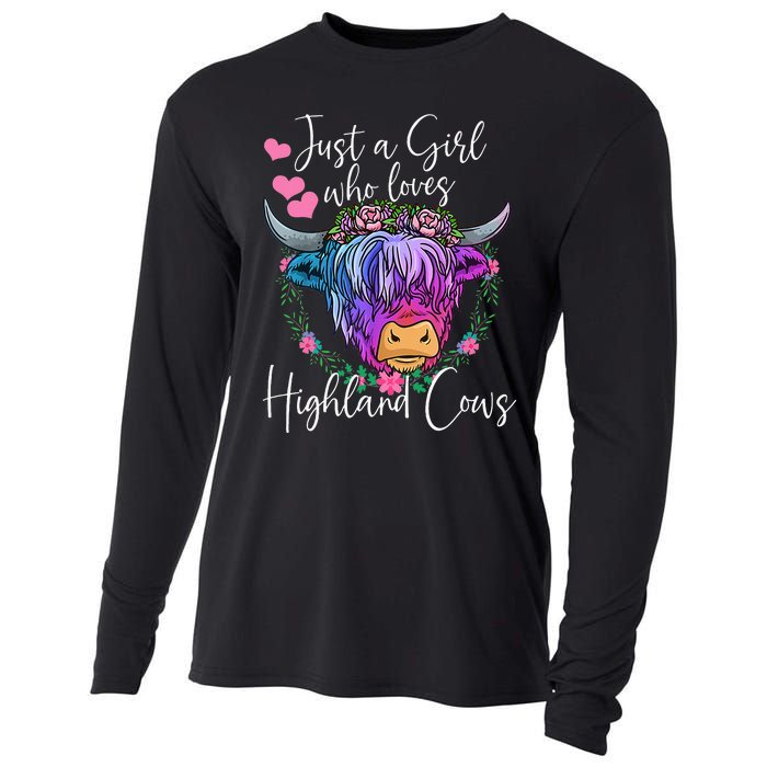 Just a Who Loves Highland Cows gift farmer Cooling Performance Long Sleeve Crew