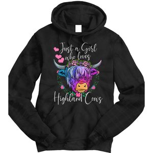 Just a Who Loves Highland Cows gift farmer Tie Dye Hoodie