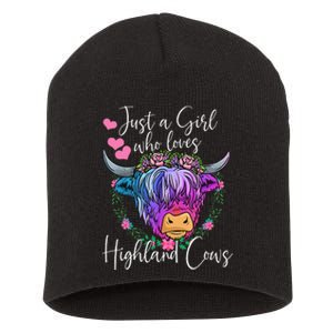 Just a Who Loves Highland Cows gift farmer Short Acrylic Beanie