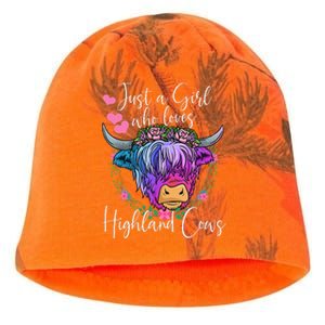 Just a Who Loves Highland Cows gift farmer Kati - Camo Knit Beanie