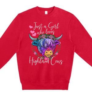 Just a Who Loves Highland Cows gift farmer Premium Crewneck Sweatshirt