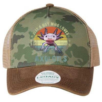 Just A  Who Loves Axolotls Funny Axolotl Gift for Boys Legacy Tie Dye Trucker Hat