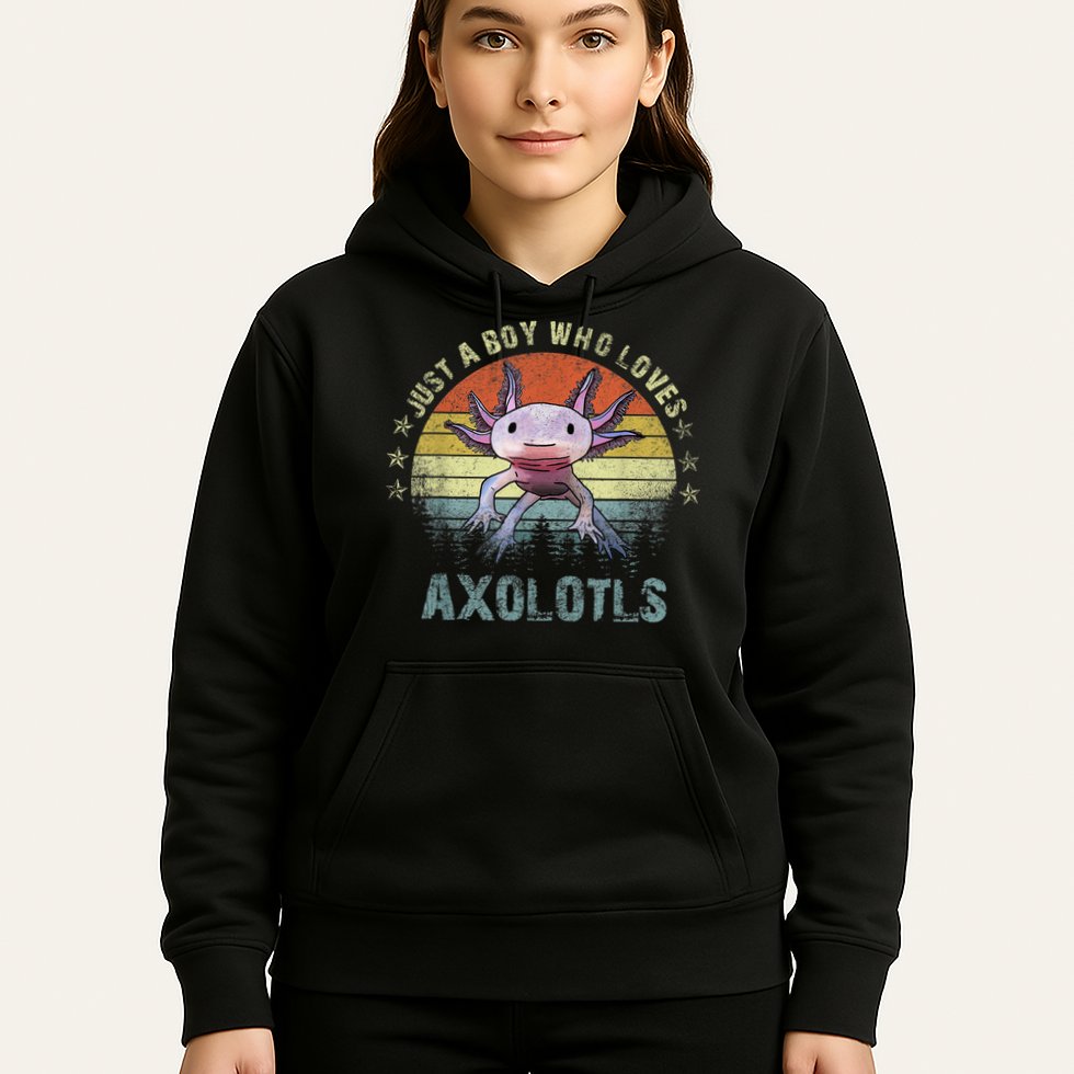Just A  Who Loves Axolotls Funny Axolotl Gift for Boys Hoodie