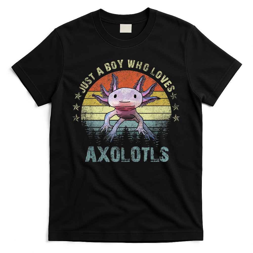 Just A  Who Loves Axolotls Funny Axolotl Gift for Boys T-Shirt