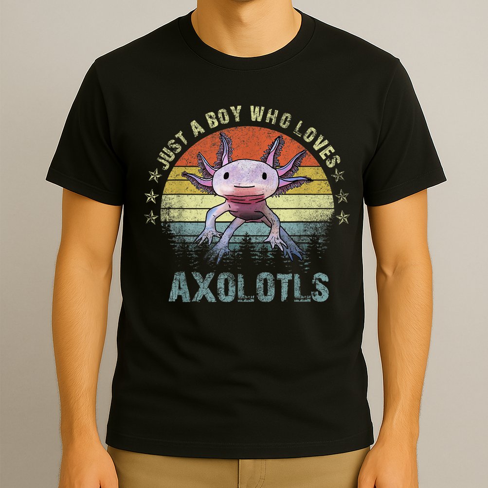Just A  Who Loves Axolotls Funny Axolotl Gift for Boys T-Shirt