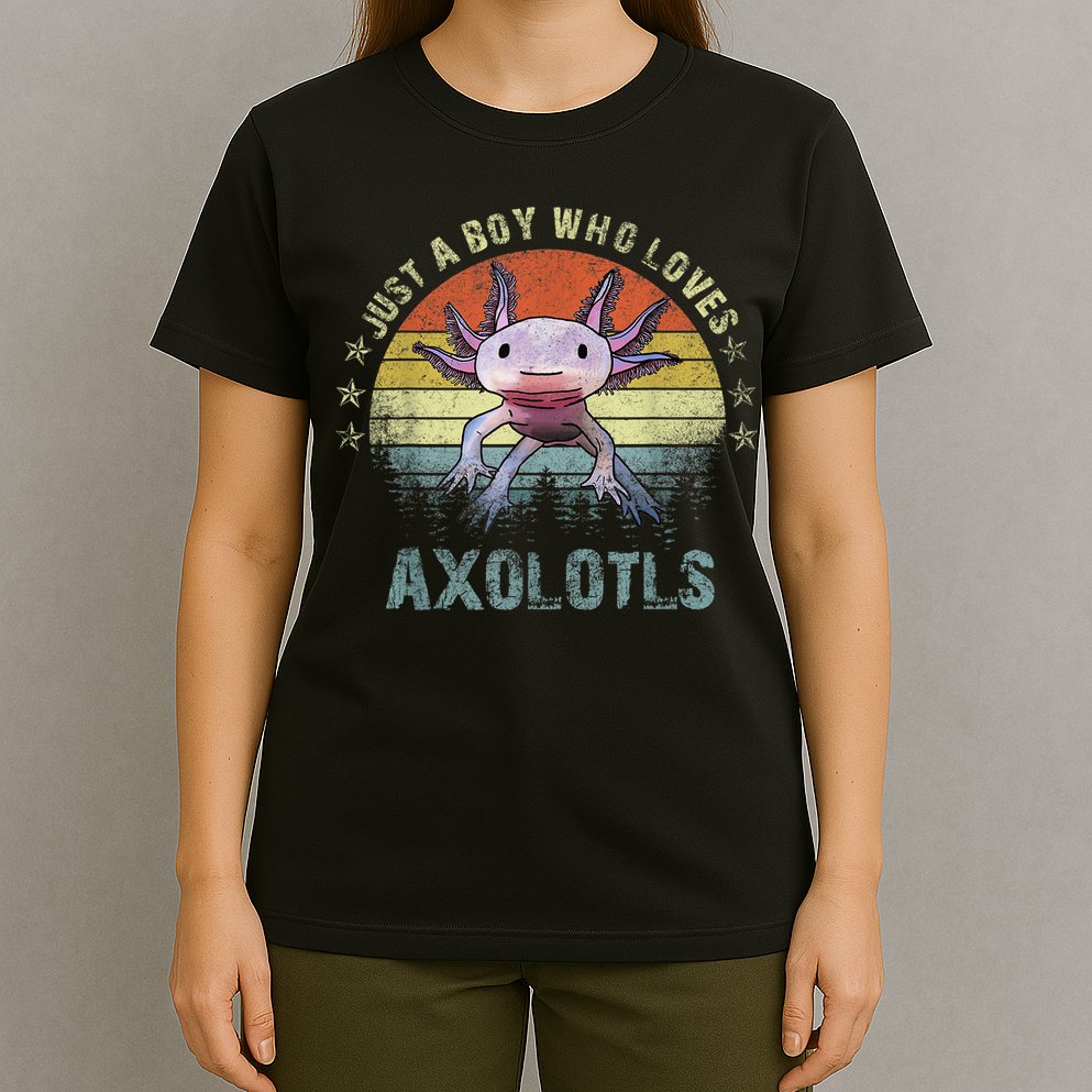 Just A  Who Loves Axolotls Funny Axolotl Gift for Boys T-Shirt