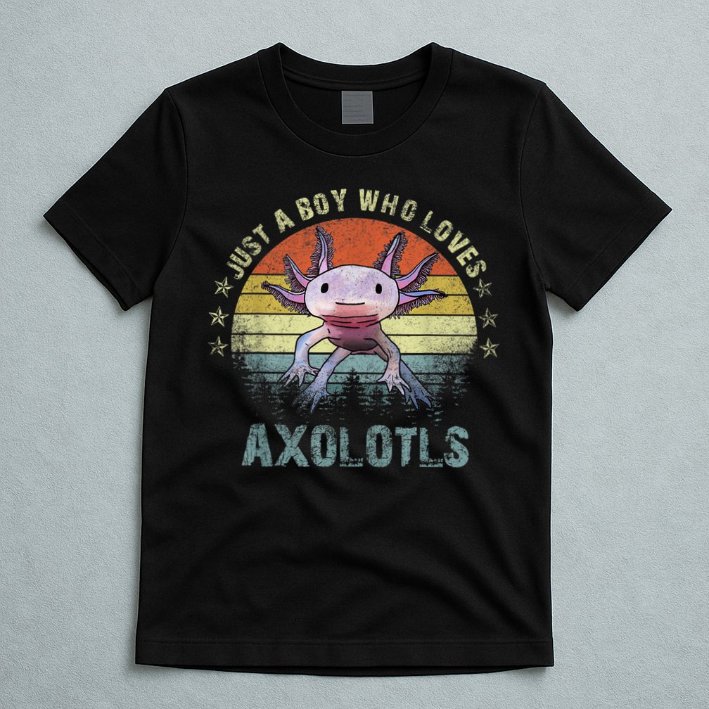 Just A  Who Loves Axolotls Funny Axolotl Gift for Boys T-Shirt