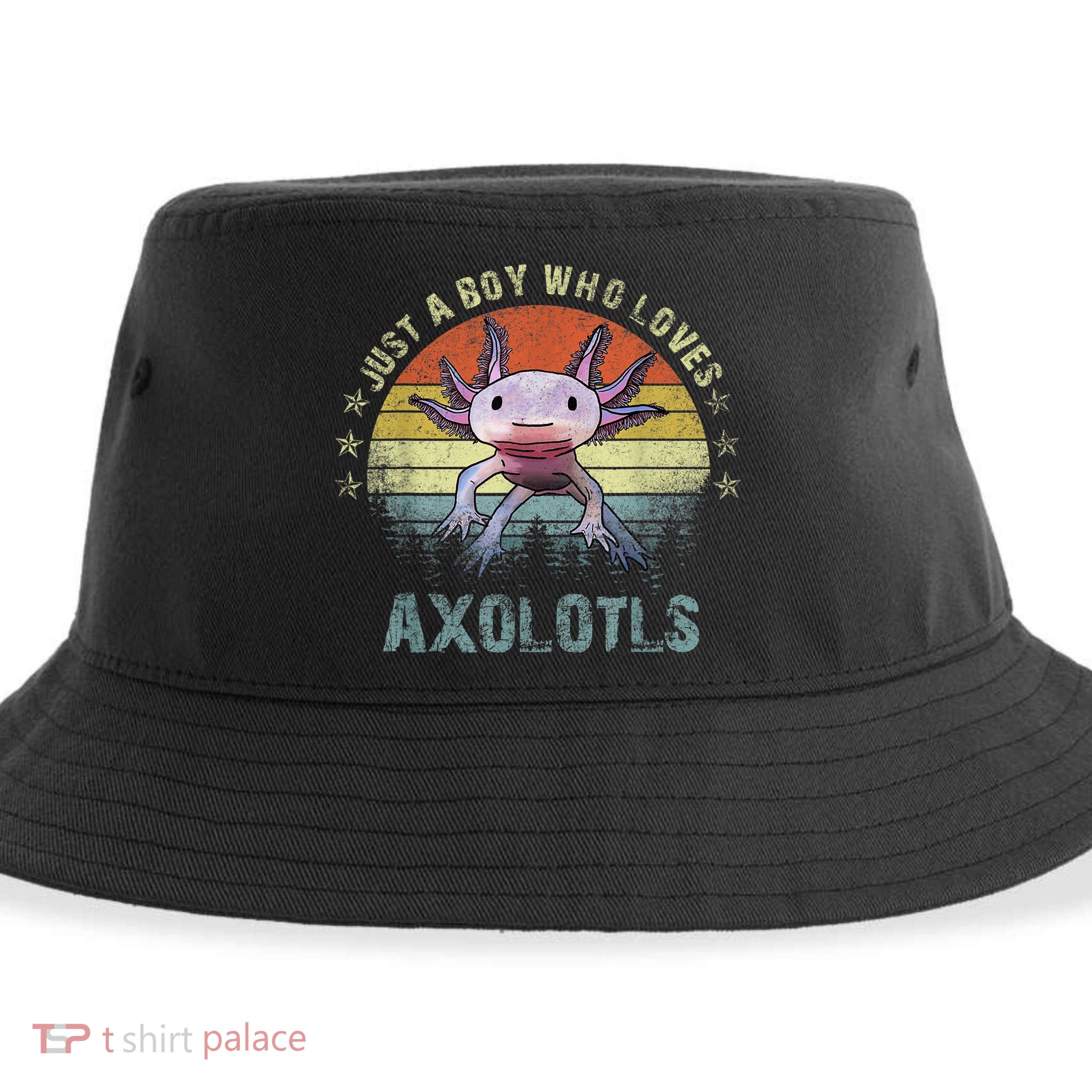 Just A  Who Loves Axolotls Funny Axolotl Gift for Boys Sustainable Bucket Hat