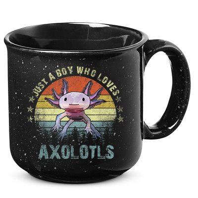 Just A  Who Loves Axolotls Funny Axolotl Gift for Boys 15oz Campfire Ceramic Mug