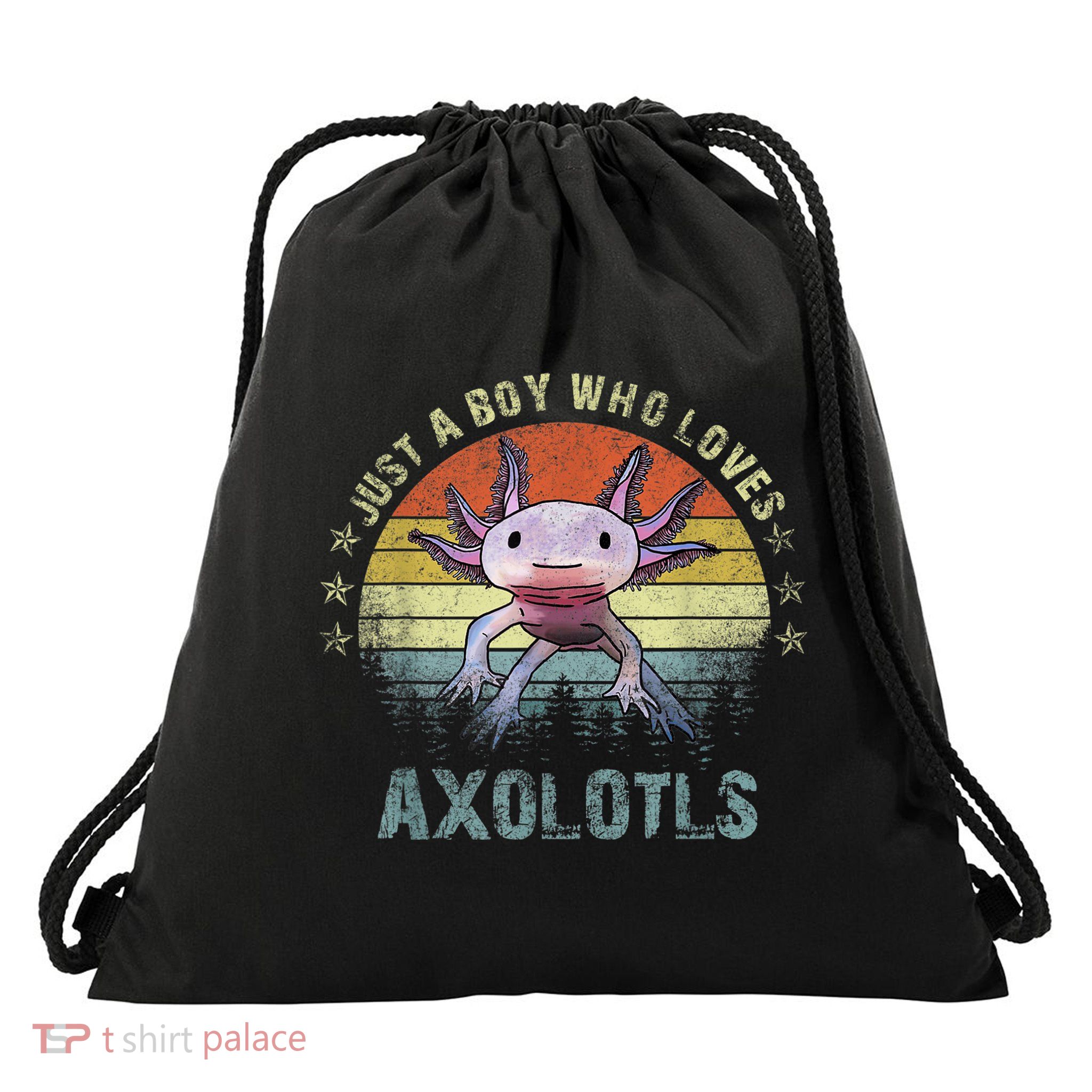 Just A  Who Loves Axolotls Funny Axolotl Gift for Boys Drawstring Bag