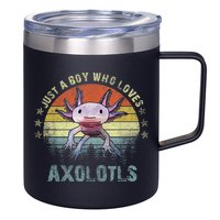 Just A  Who Loves Axolotls Funny Axolotl Gift for Boys 12oz Stainless Steel Coffee Mug