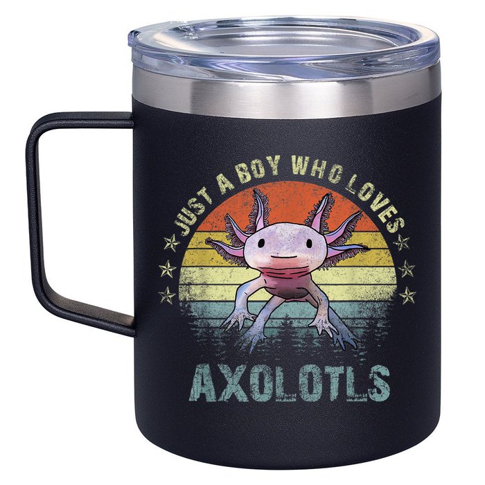 Just A  Who Loves Axolotls Funny Axolotl Gift for Boys 12oz Stainless Steel Coffee Mug