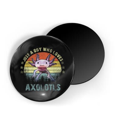 Just A  Who Loves Axolotls Funny Axolotl Gift for Boys Magnet