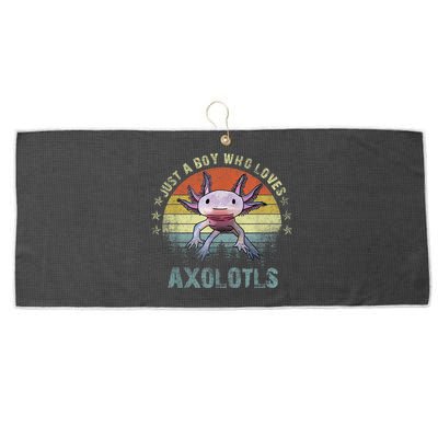 Just A  Who Loves Axolotls Funny Axolotl Gift for Boys Large Microfiber Waffle Golf Towel