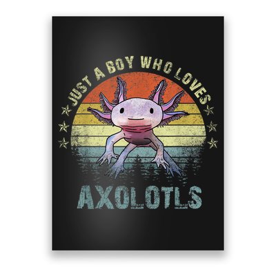 Just A  Who Loves Axolotls Funny Axolotl Gift for Boys Poster