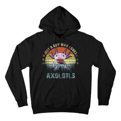 Just A  Who Loves Axolotls Funny Axolotl Gift for Boys Tall Hoodie