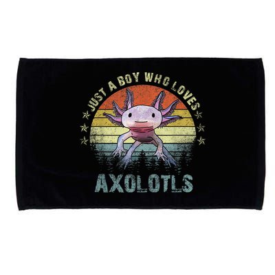 Just A  Who Loves Axolotls Funny Axolotl Gift for Boys Microfiber Hand Towel