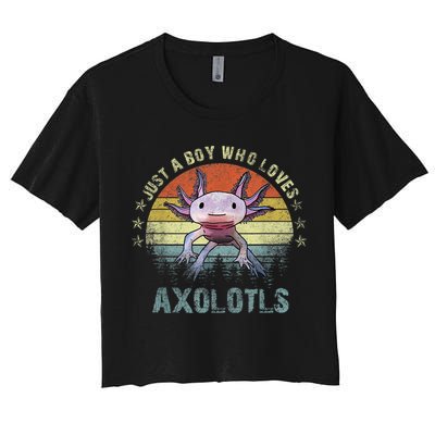 Just A  Who Loves Axolotls Funny Axolotl Gift for Boys Crop Top