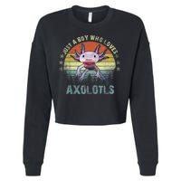 Just A  Who Loves Axolotls Funny Axolotl Gift for Boys Cropped Pullover Crew