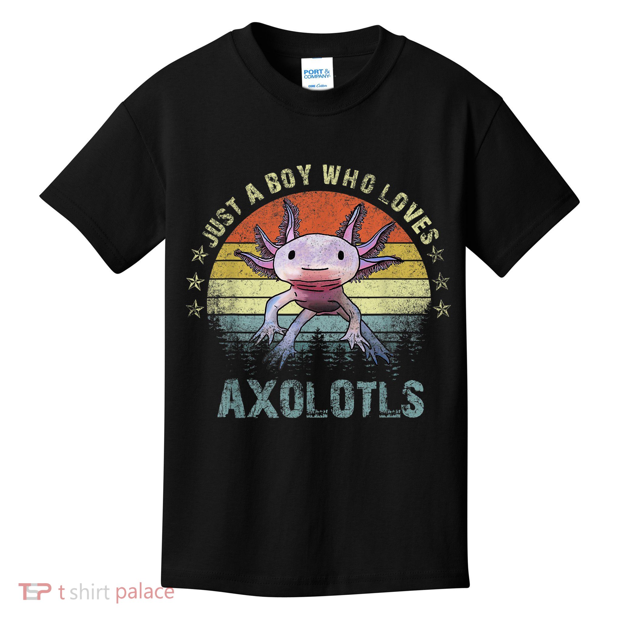 Just A  Who Loves Axolotls Funny Axolotl Gift for Boys Kids T-Shirt