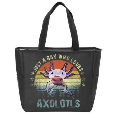 Just A  Who Loves Axolotls Funny Axolotl Gift for Boys Zip Tote Bag