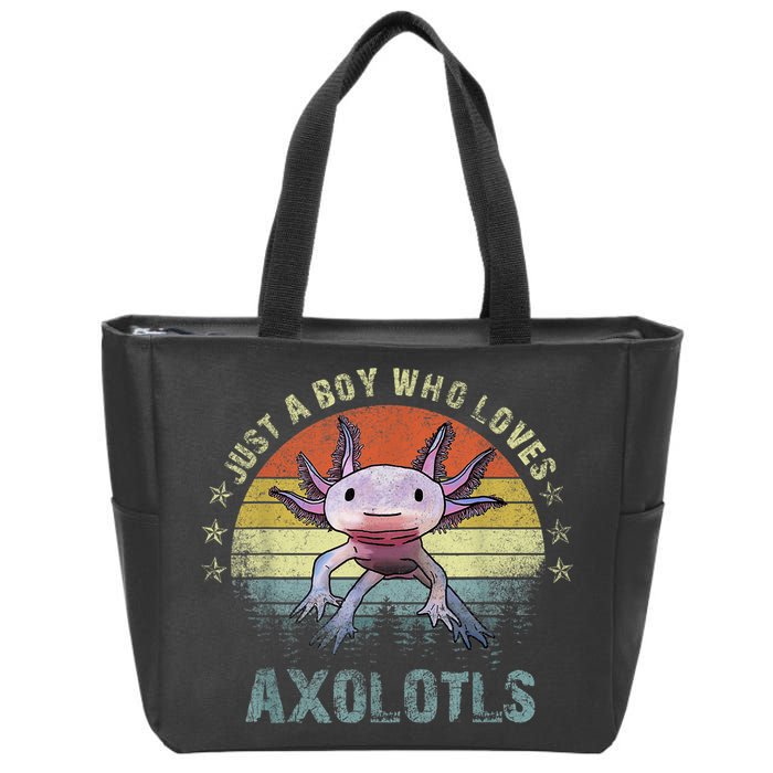 Just A  Who Loves Axolotls Funny Axolotl Gift for Boys Zip Tote Bag