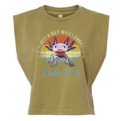 Just A  Who Loves Axolotls Funny Axolotl Gift for Boys Garment-Dyed Women's Muscle Tee