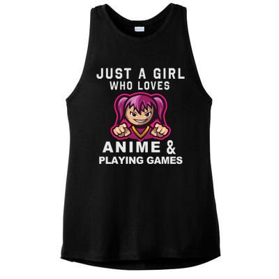 Just A Who Loves Anime And Playing Games Funny Gift Ladies PosiCharge Tri-Blend Wicking Tank