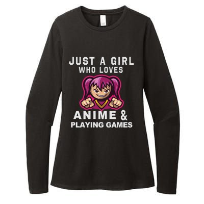 Just A Who Loves Anime And Playing Games Funny Gift Womens CVC Long Sleeve Shirt