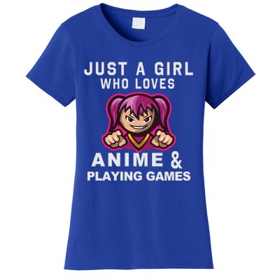 Just A Who Loves Anime And Playing Games Funny Gift Women's T-Shirt