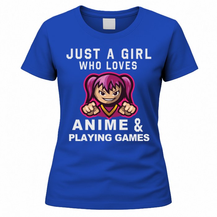 Just A Who Loves Anime And Playing Games Funny Gift Women's T-Shirt