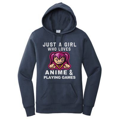 Just A Who Loves Anime And Playing Games Funny Gift Women's Pullover Hoodie