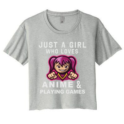 Just A Who Loves Anime And Playing Games Funny Gift Women's Crop Top Tee