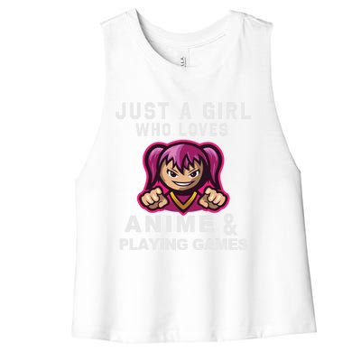 Just A Who Loves Anime And Playing Games Funny Gift Women's Racerback Cropped Tank