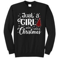 Just A who Loves Christmas Tree Xmas Buffalo Plaid Sweatshirt