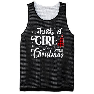 Just A who Loves Christmas Tree Xmas Buffalo Plaid Mesh Reversible Basketball Jersey Tank