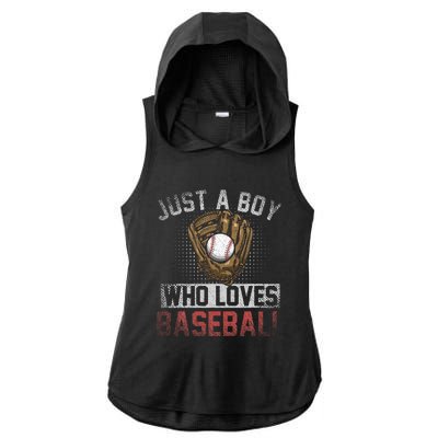 Just A  Who Loves Baseball Ladies PosiCharge Tri-Blend Wicking Draft Hoodie Tank